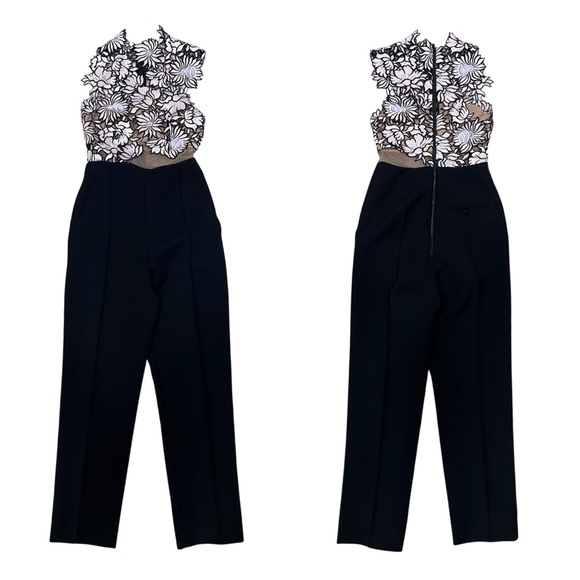 Self Portrait Lilac Guipure Floral Lace Sleeveless Jumpsuit - Picture 3 of 16